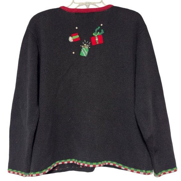 VTG‎ Tiara International Christmas Cardigan Full Zip Sweater Jacket 90s Santa - Picture 2 of 12